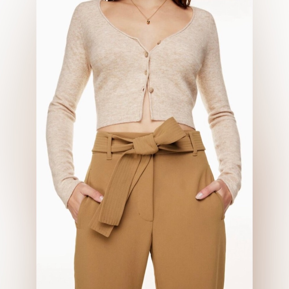 Aritzia Wilfred Tan Belted New Women's Trousers Size 4